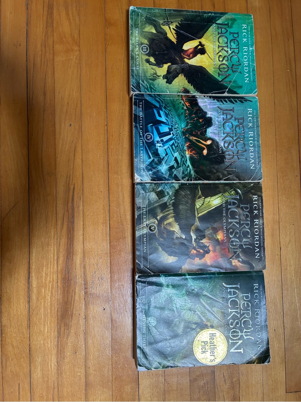 Percy Jackson Paperback Book Set - Green/Blue/Black Covers first 4 books